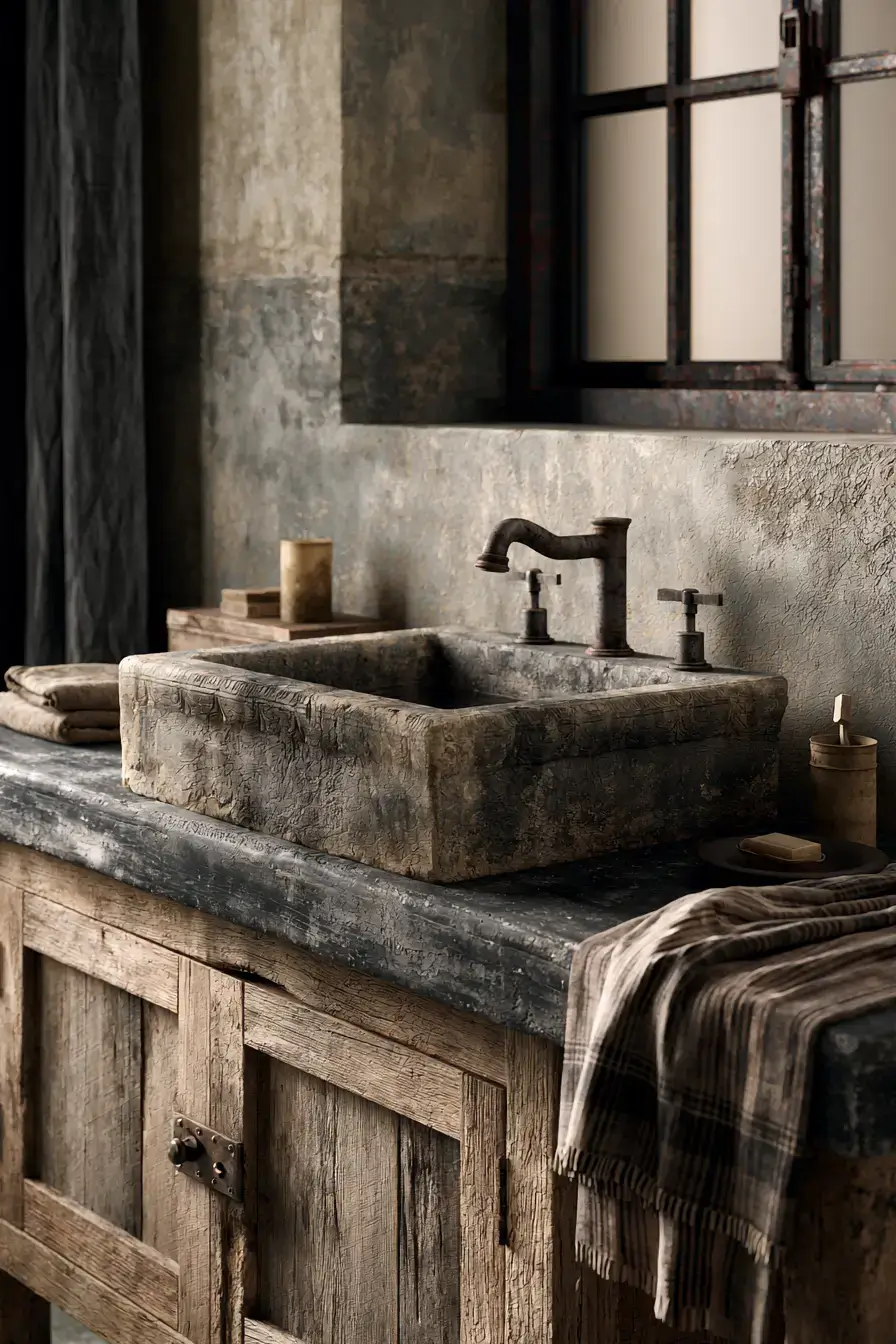 stone sink bathroom