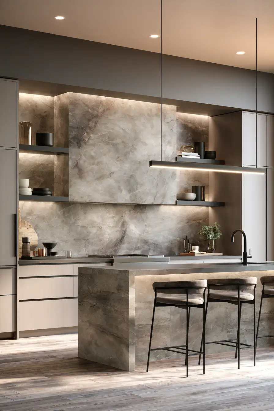 natural stone backsplash kitchen
