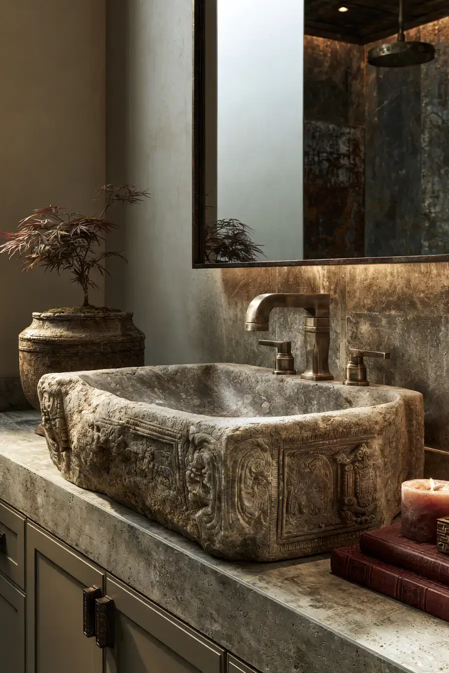 stone sink bathroom