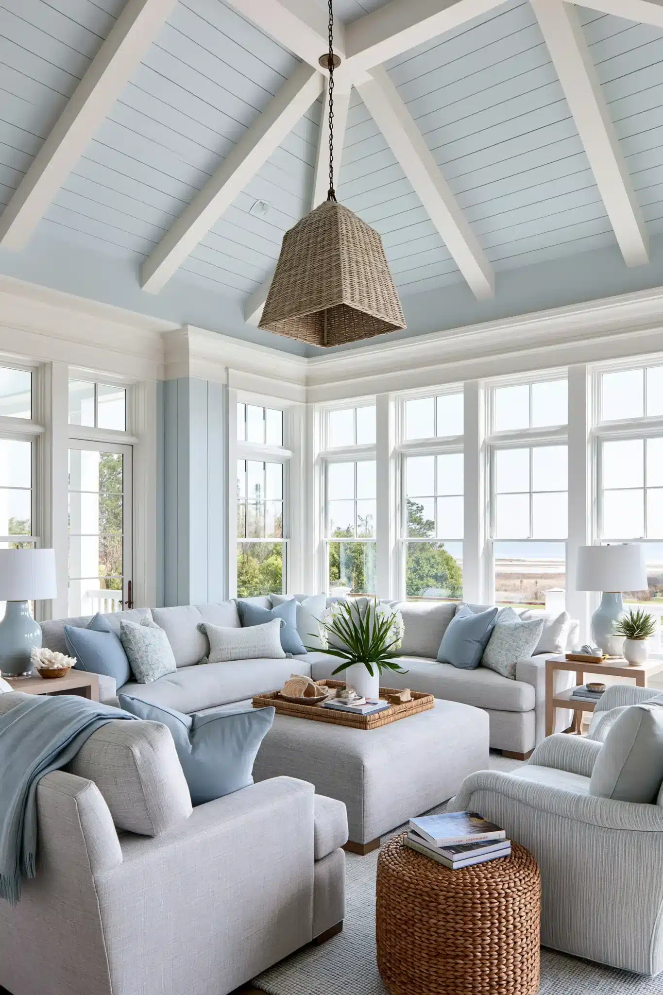 light blue and grey living room