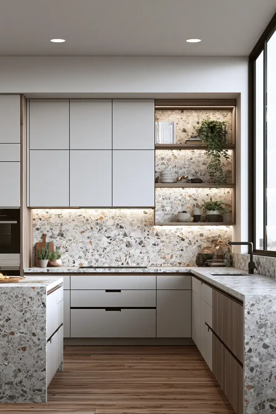 natural stone backsplash kitchen