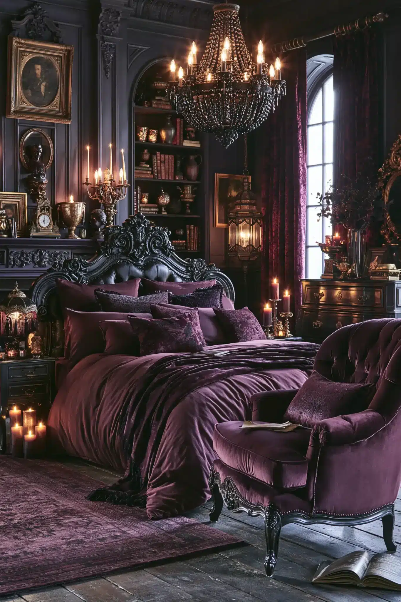 purple gothic bedroom