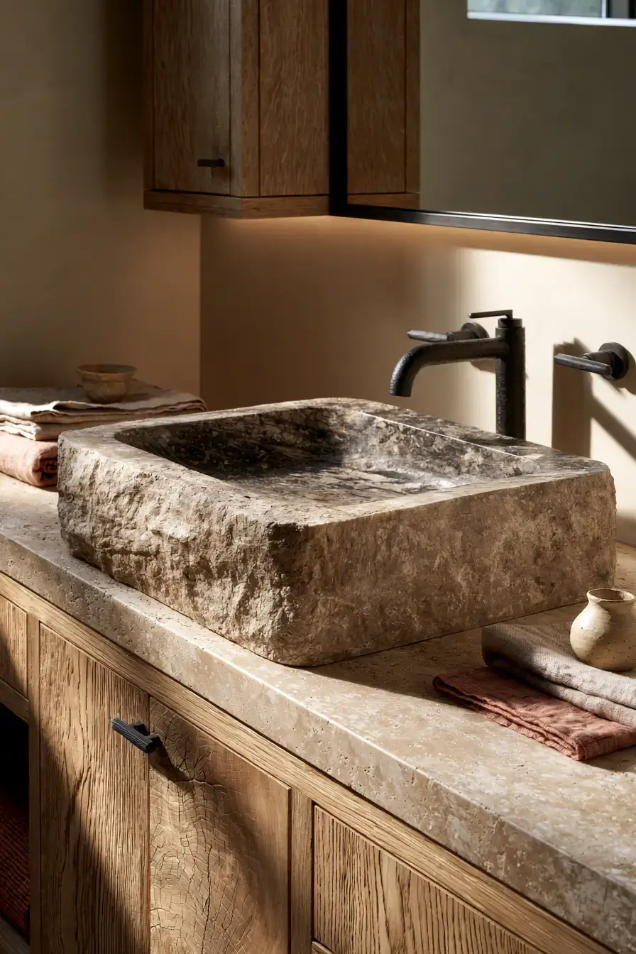 stone sink bathroom