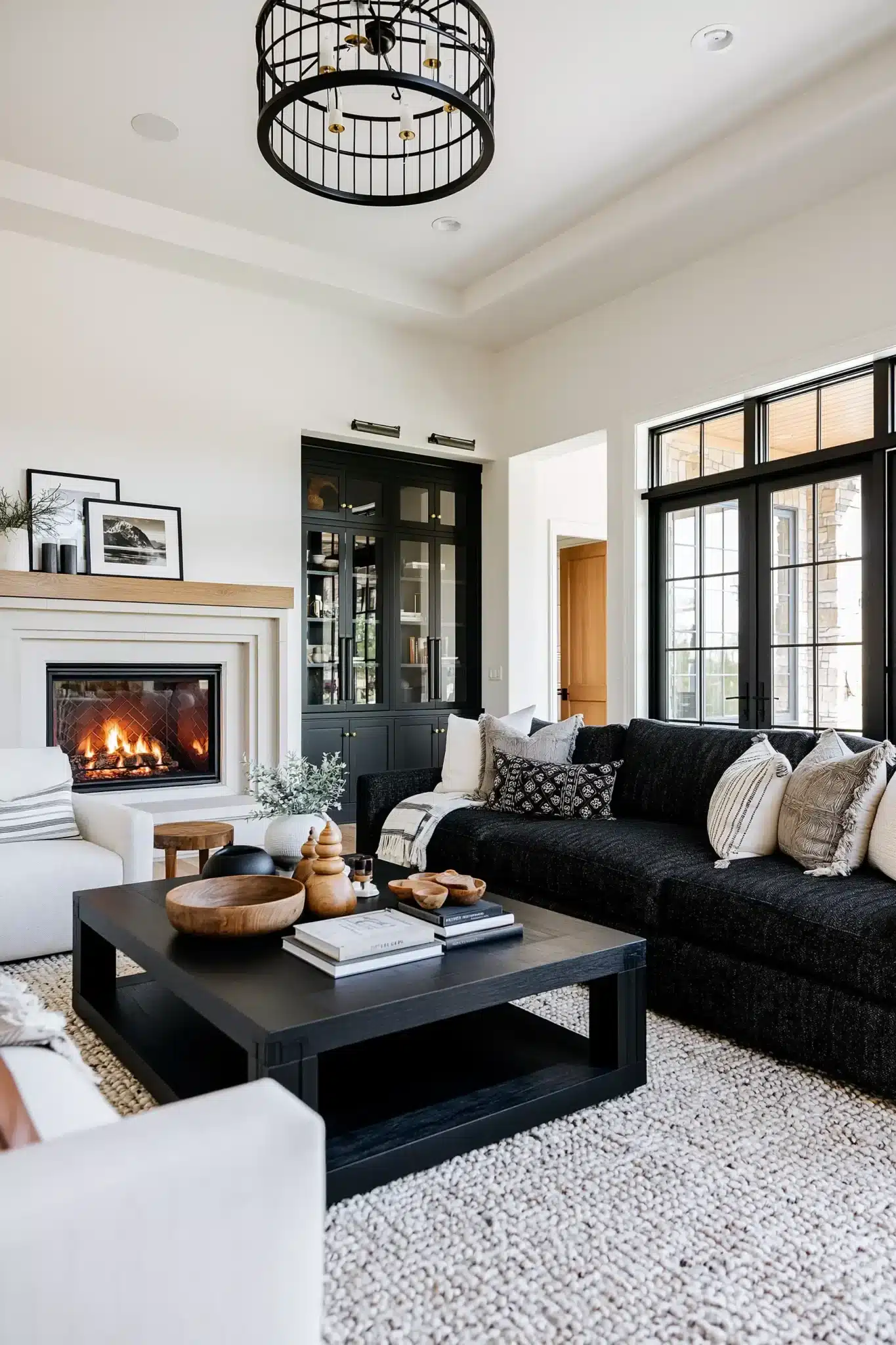 black and white living room decor