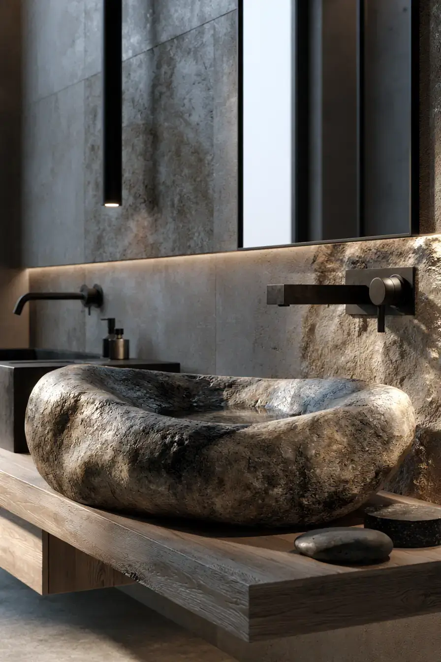 stone sink bathroom