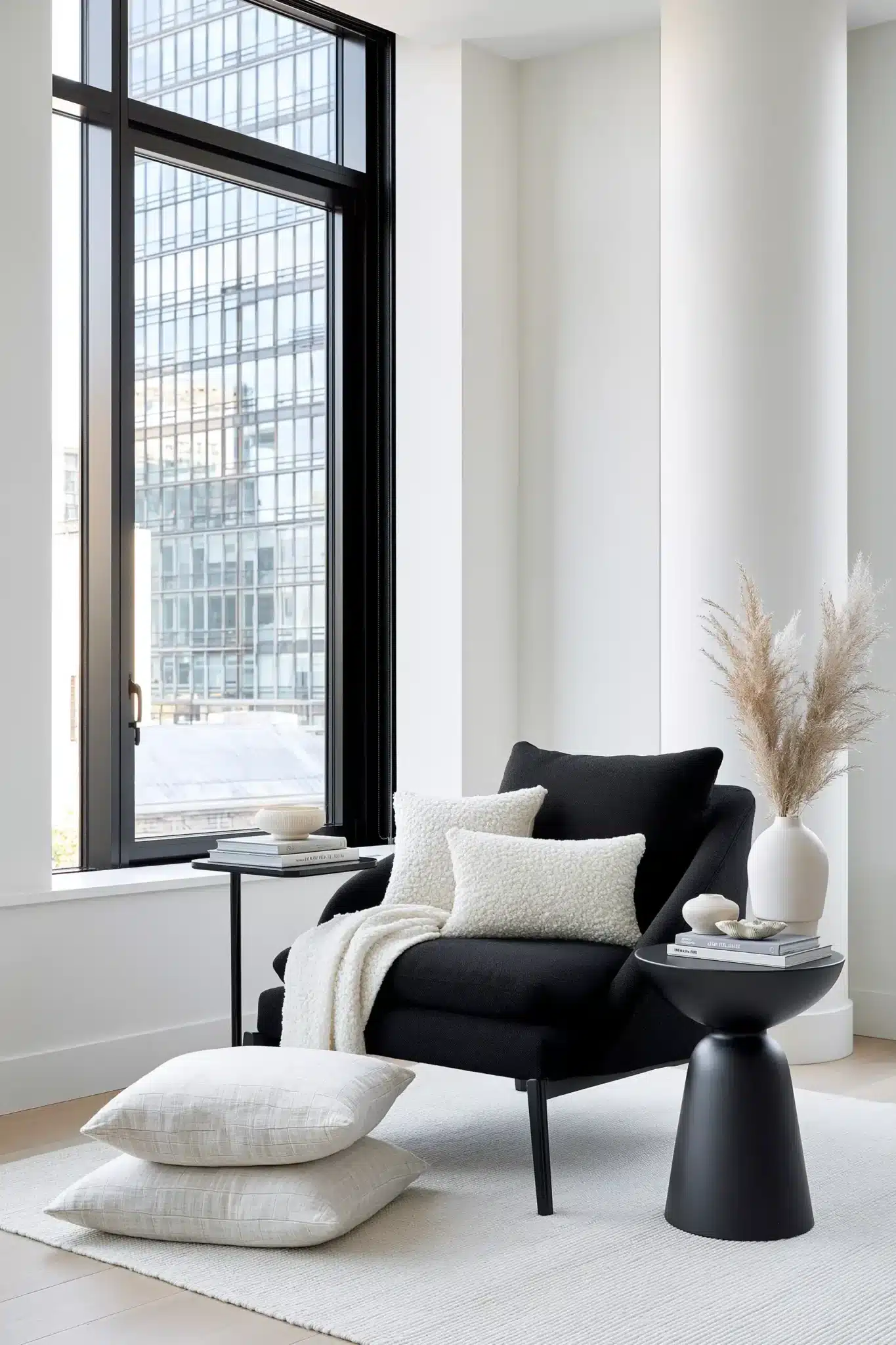 black and white living room decor