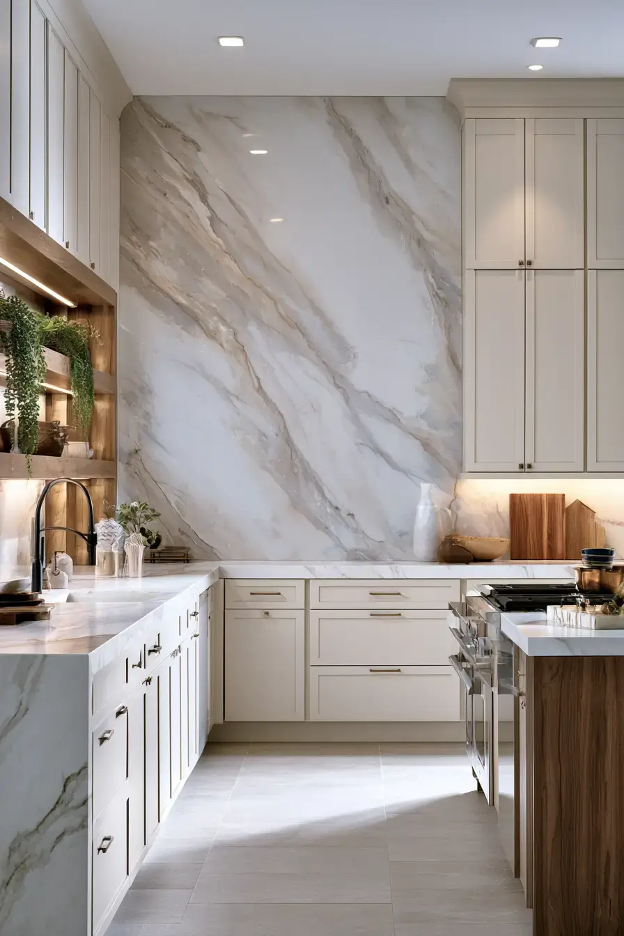 natural stone backsplash kitchen