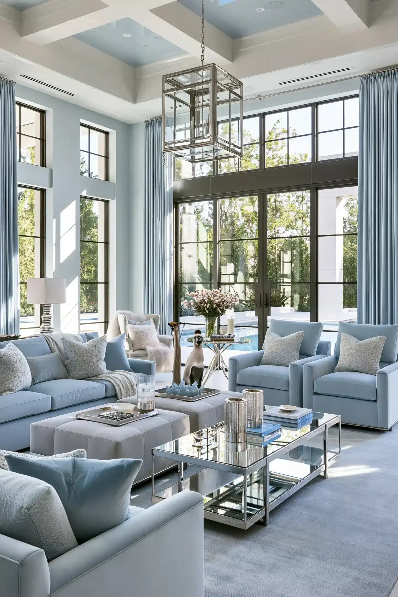 light blue and grey living room