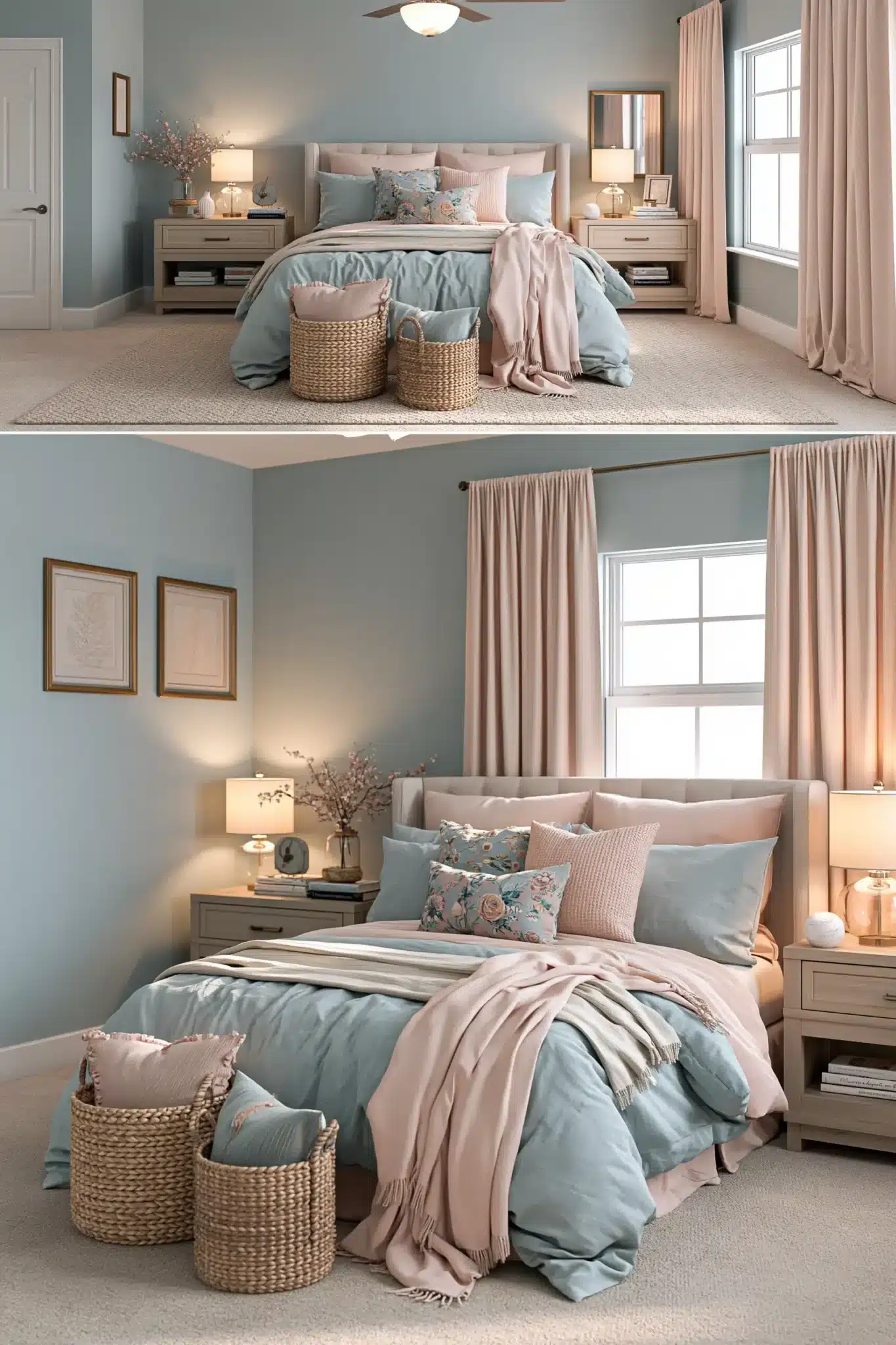 light blue and pink bedroom