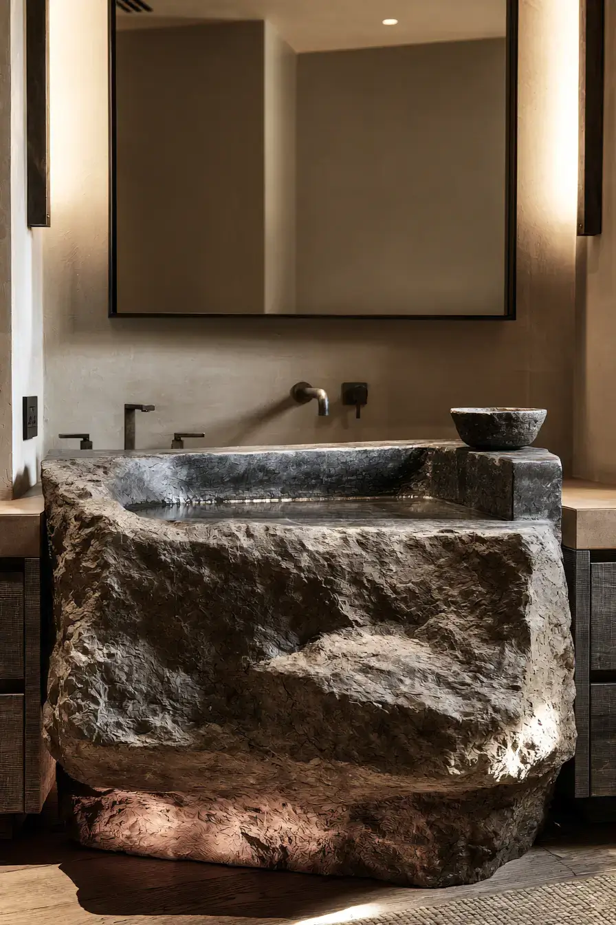 stone sink bathroom