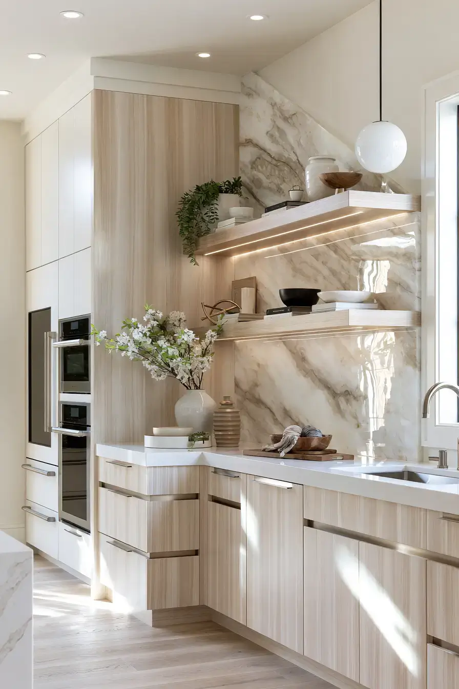 natural stone backsplash kitchen