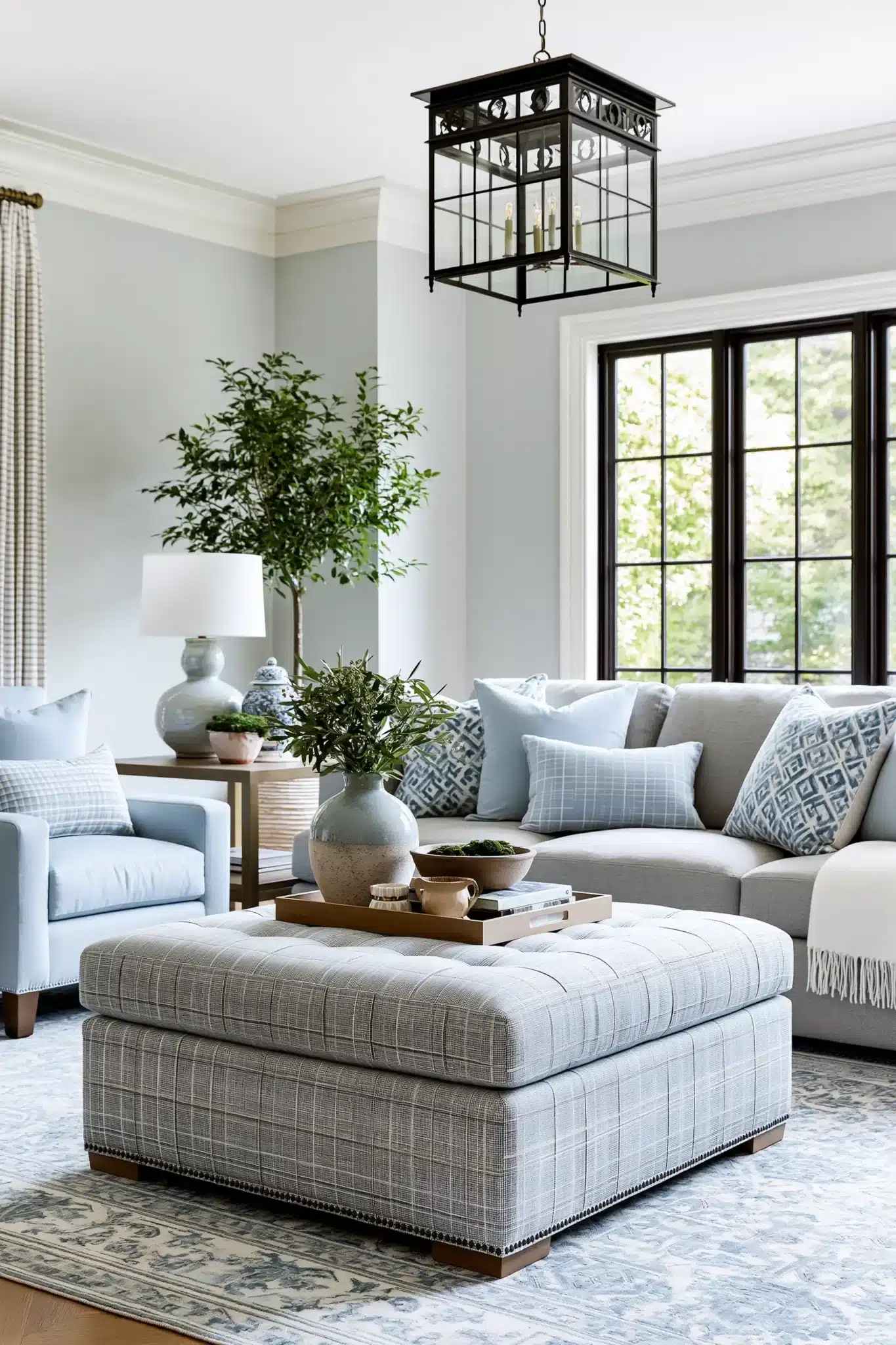 light blue and grey living room