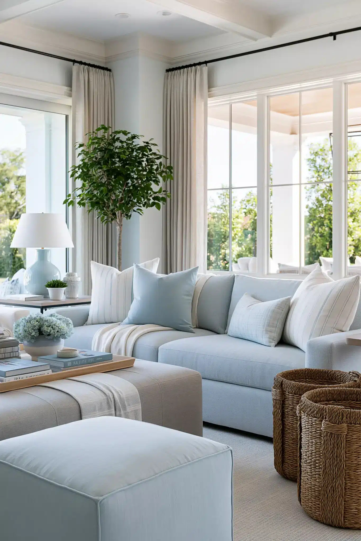 light blue and grey living room