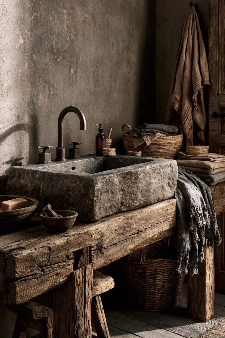 stone sink bathroom