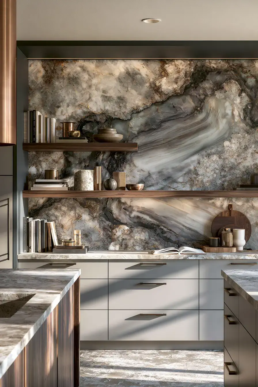 natural stone backsplash kitchen